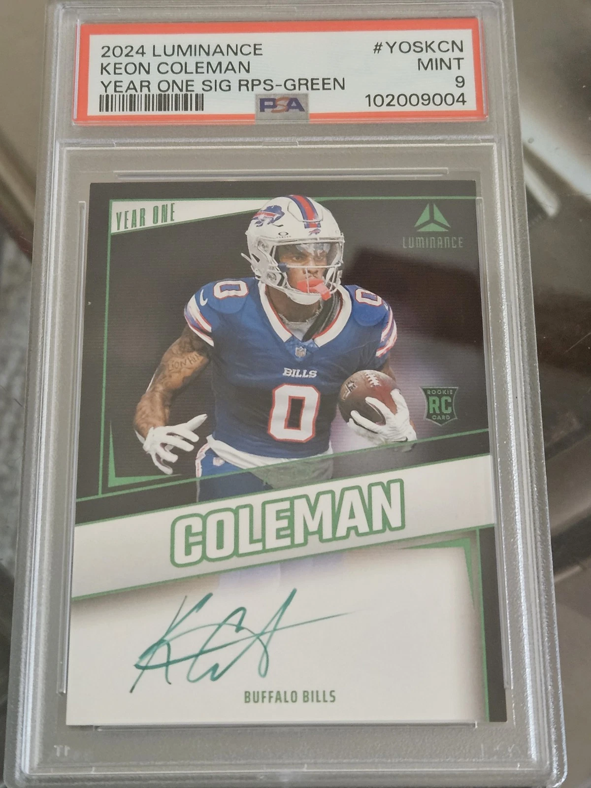 Keon Coleman Panini Luminance Year One Signatures Rps #YOSKCN Green