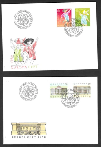 Switzerland 1989-1991 Mixed Selection 6 x First Day Covers Unaddressed