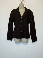 Vtg Herman Geist Brown Wool Jacket Blazer Size M Classic Minimalist Capsule