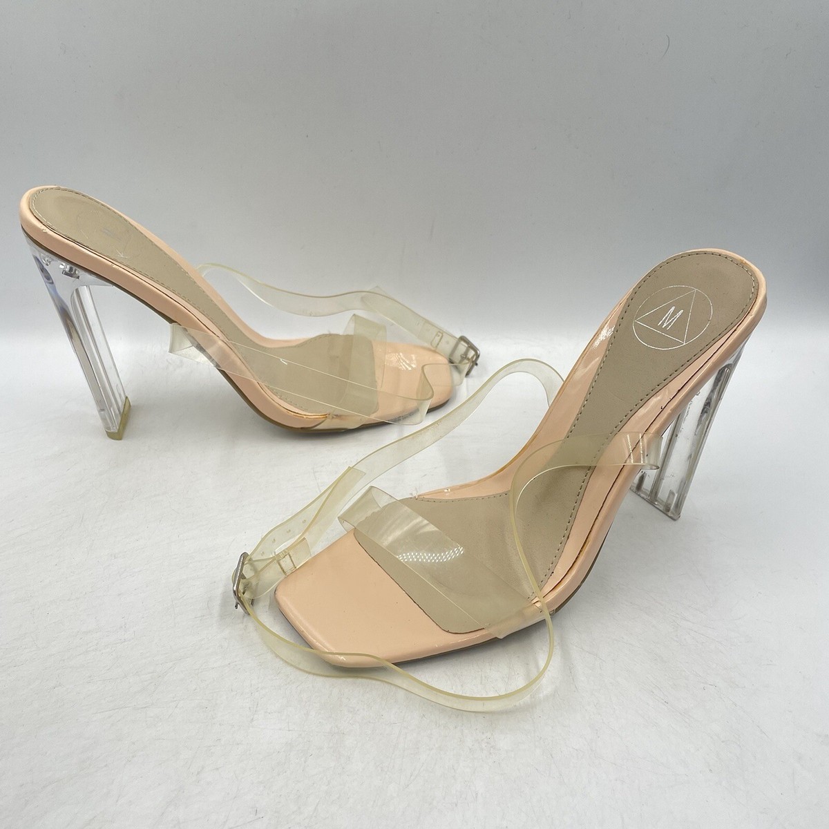 Perspex Heels Missguided Silver Block Heels Clear Heels Missguided
