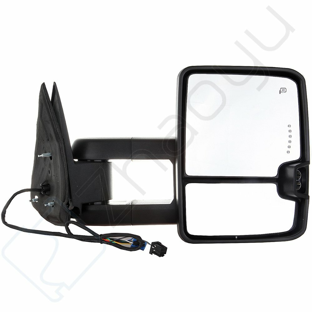 OCPTY Pair of Power Adjusted Heated Towing Side LED Turn Signal Manual Telescopic Tow Mirrors Fit for 03-07 Chevy GMC Silverado Sierra 07 Classic Models