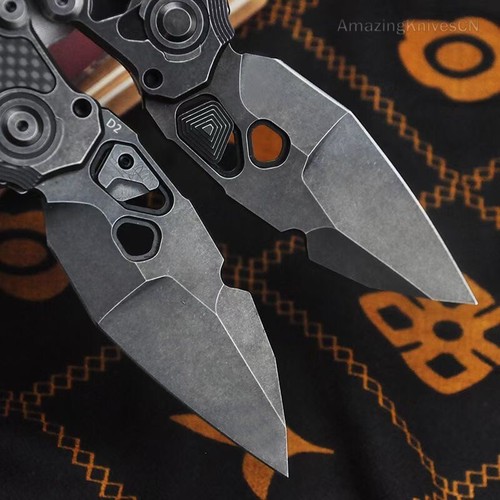 Cuchillo de bolsillo táctico de acero D2 caza supervivencia aleta fibra de ca... - Imagen 16 de 18