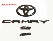New Gloss Black Overlay Emblem Badge Kit fit TOYOTA 2018-2024 Camry SE AWD