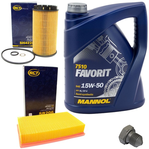 MotoröL Filter Set 15W50 5 Liter + ÖLablassschraube FüR Audi 80 A6 VW Golf Jetta-image