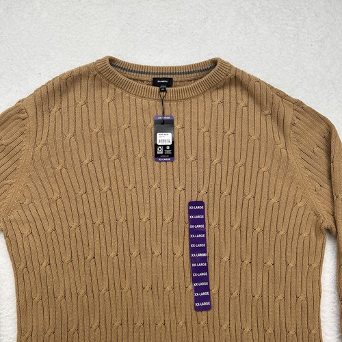 Maglione Express Uomo 2XL Maglia Cavo Pecan Marrone Pullover Girocollo Casual - Foto 2 di 11