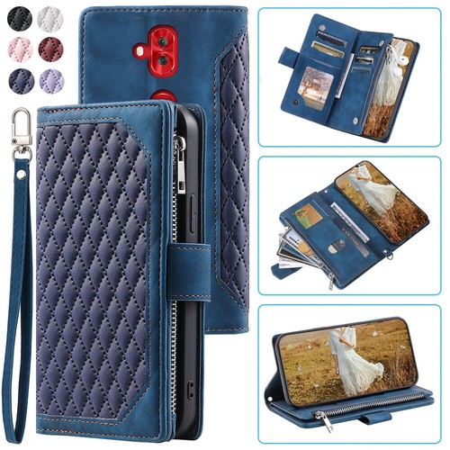 Asus Zenfone 5 Lite ZC600KL Rhombic Wallet Case Luxury Leather Zipper Flip Card - Picture 5 of 44