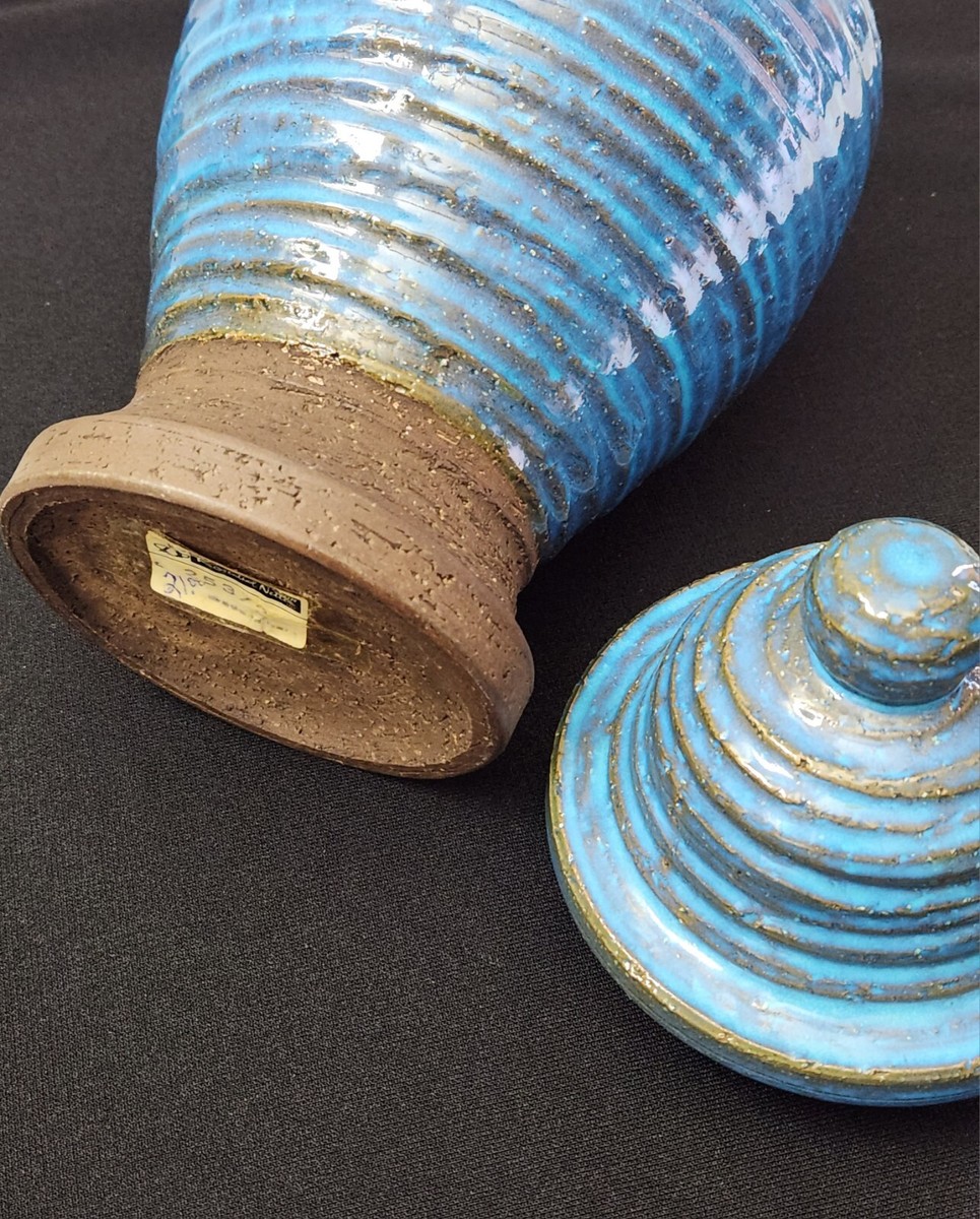 Aldo Londi Bitossi Rosenthal Netter BLUE LIDDED JAR Pietra Aldo Londi Bitossi Rosenthal Netter BLUE LIDDED JAR Pietra