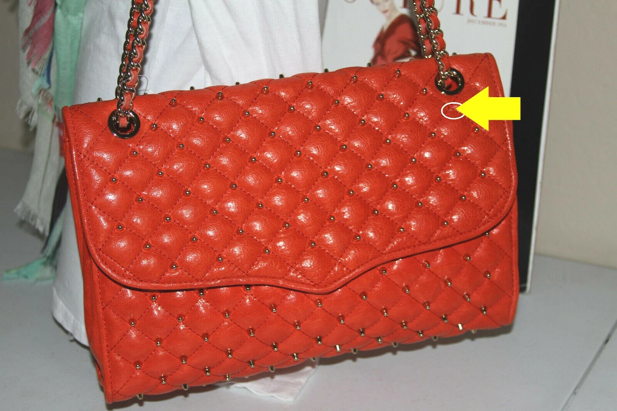 Rebecca Minkoff Affair Quilted Gold Studs Large Shoulder Bag 589