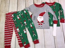 Carters Santas Nice List 4 PC Snug Fit Christmas Holiday Pajamas Set Sz 18M