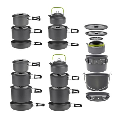 Cookware Set 1-7 Persons, Lightweight and Portable Pot and Pan with Carrying Bag