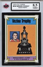 1974-75 TOPPS HOCKEY #249 BERNIE PARENT VEZINA HOF GRADED 8.5 NMM+ (100519-85)