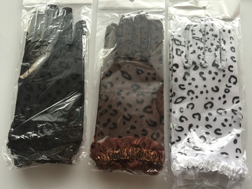 Women Lady Sexy Black White leopard print Lace Fancy Party short Costume Gloves  - Bild 4 von 15