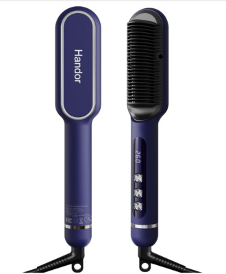 Handor Negative Ionic Hair Straightener Brush with 9 Temp Settings LED Display