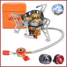 6800W Windproof Camping Gas Stove Kit with 1 LB Propane Tank Adapter Free Ship