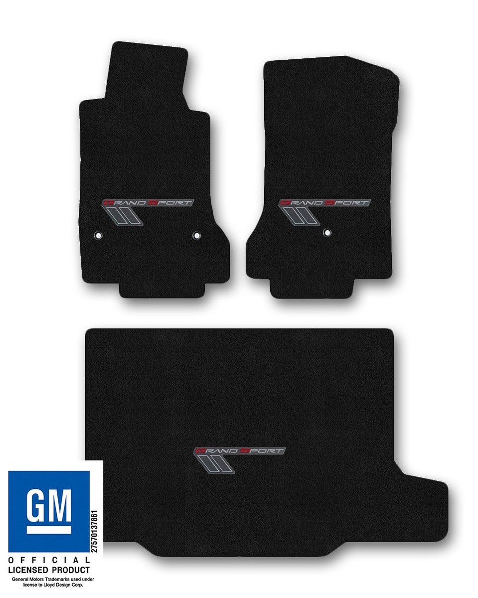 Lloyd Mats Ebony Carpet Deck Floor Mat For 2010–2012 Corvette C6 Convertible – With Grand Sport Logo
