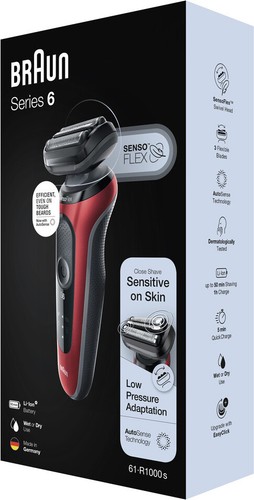 Braun Rasoio elettrico Wet&Dry Senza fili testina oscillante SensoFlex 61-R1000S - Foto 2 di 3