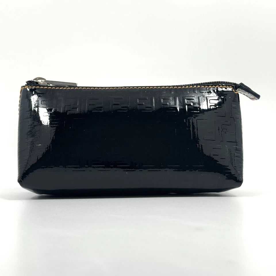 Fendi  Zucchino Pouch Purse  Enamel Black Authentic 216T0178 - Image 2 of 4