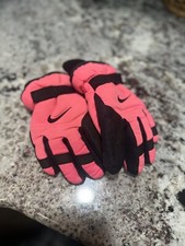 girl size 4-6x PINK BLACK WINTER GLOVES made by NIKE adjustable cuff PINK SWOOSH
