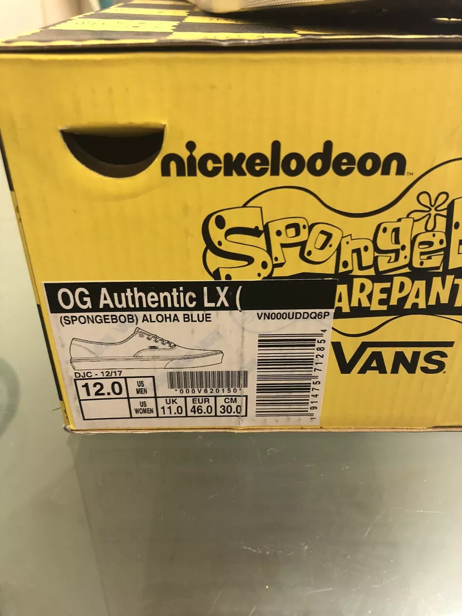 Vans Spongebob OG Authentic LX Aloha Blue UK 11 US 12 EU 46 Trainers Very Rare
