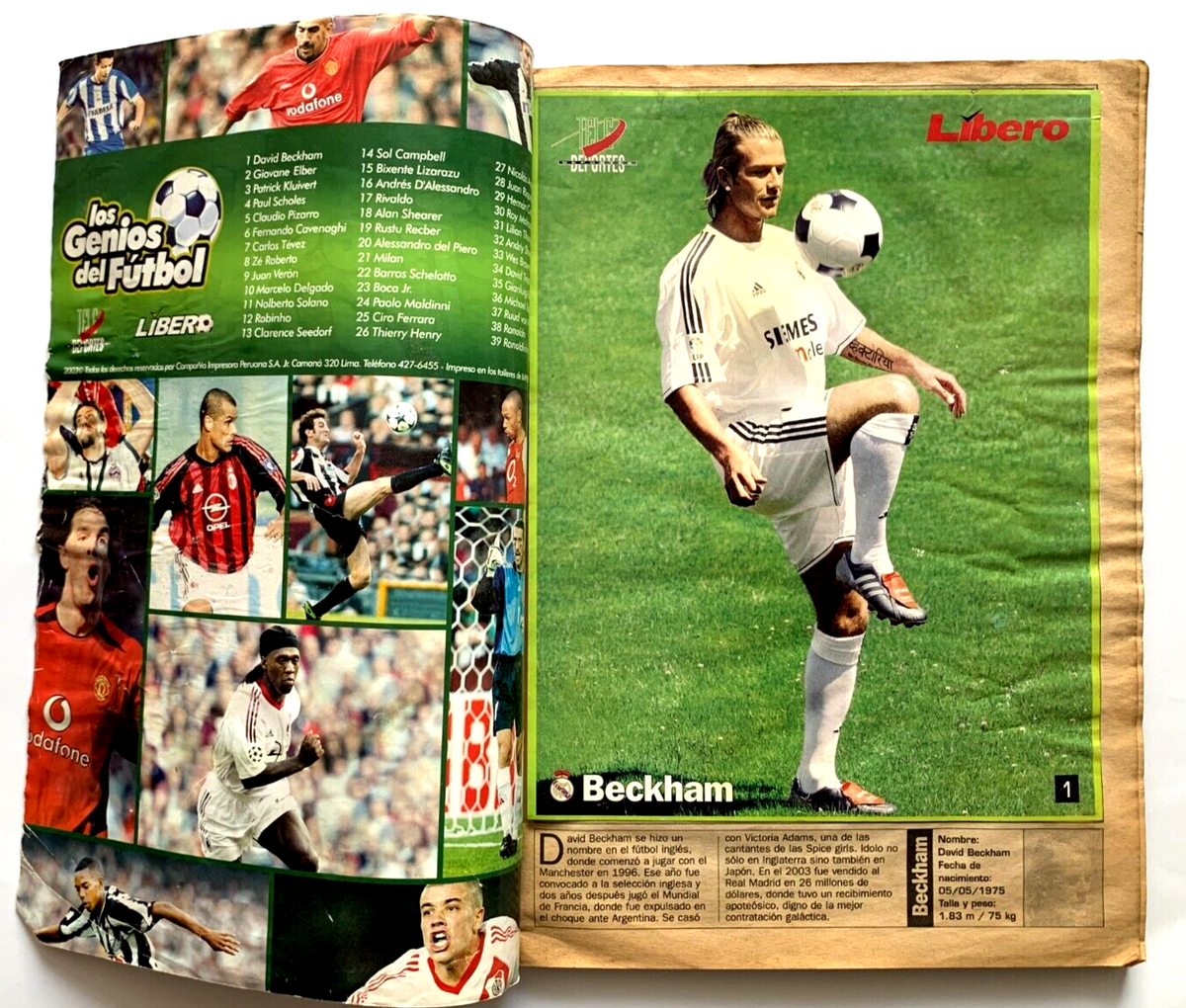 THE GENIUS OF SOCCER 2003 by LIBERO - Album Complete 100% Peru RONALDINHO