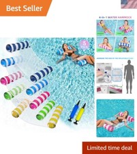 5 Pack Upgrated XL Water Pool Floats, 4-in-1 Hammock, Saddle, Lounge Chair, D...