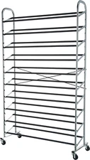 50-Pair Shoe Rack Organizer, Chrome, 35.8 X 14.6 X 59.5 Inches
