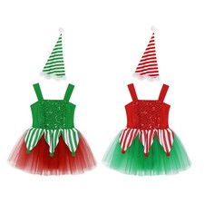 Girls Leotard Santa Claus Costume Ballet Dance Dress Christmas Fancy Dresses