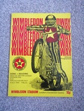 Wimbledon V Reading Speedway Programme 3/7/75