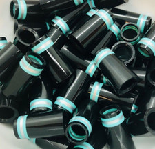 12 Premium Quality Iron Ferrules Black w/ Silver Turquoise Rings 1