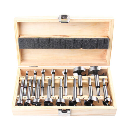 15tlg 10-50mm Forstnerbohrer Satz Forstnerbohrer Set Holzbohrer Holzkasten NEU - Bild 8 von 18
