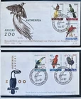 BELGIUM 1962 Zoo Birds Parrots Toucan Scott B712-B717 FDC Two Covers