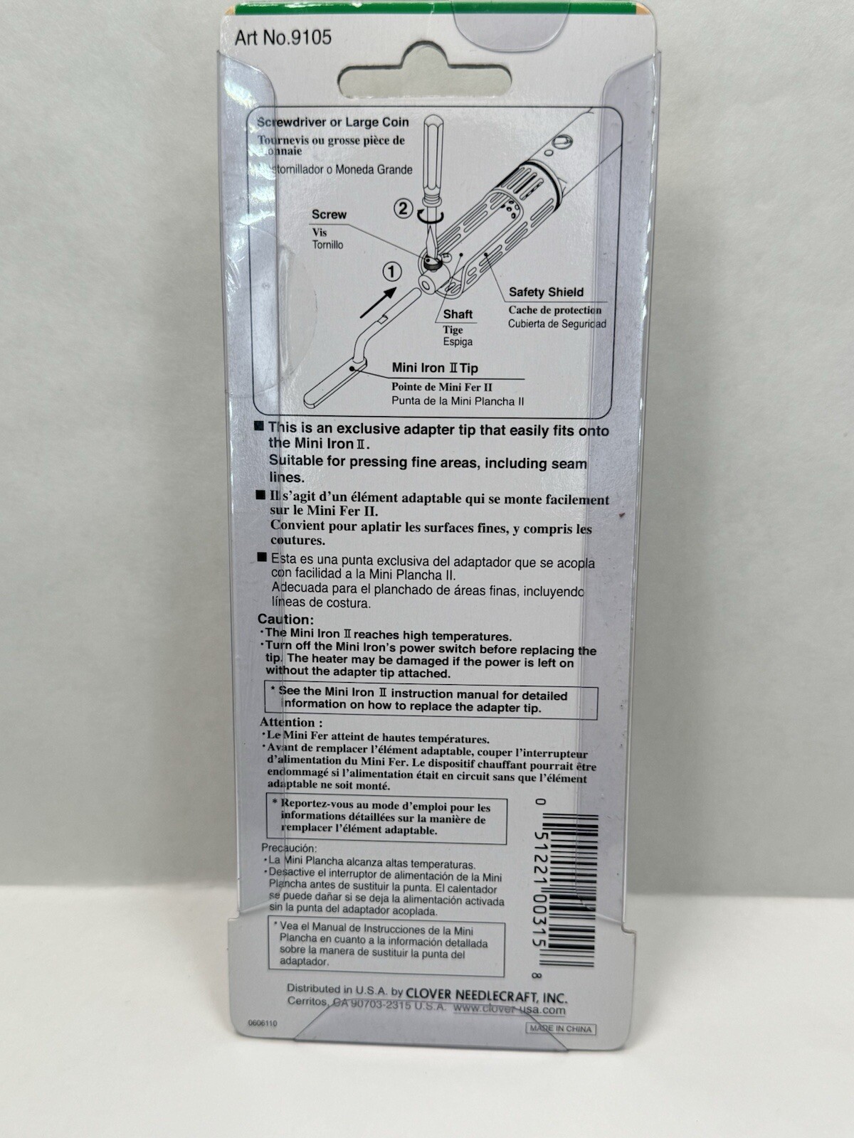 Clover Mini Iron Adapter Slim Line Tip Fits Mini Iron II Art No. 9105
