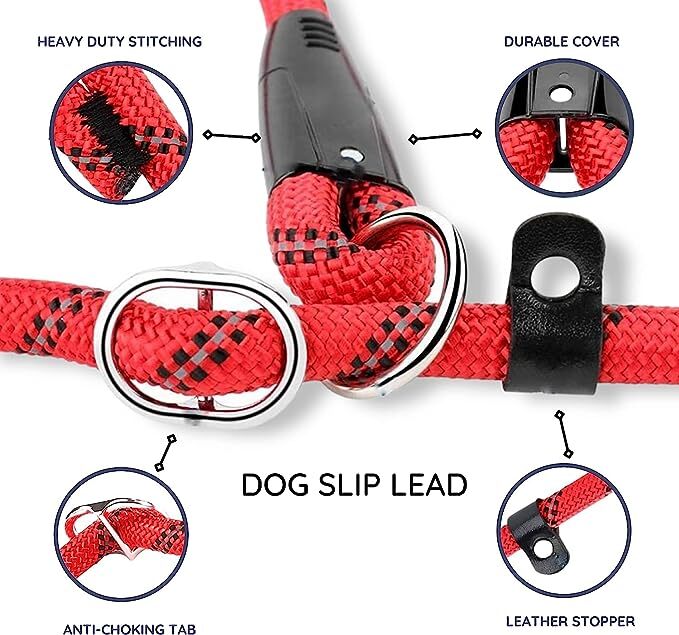 Dog Training Leads for Large Dogs Long Halti 6Ft Slip Rope Leash Pet