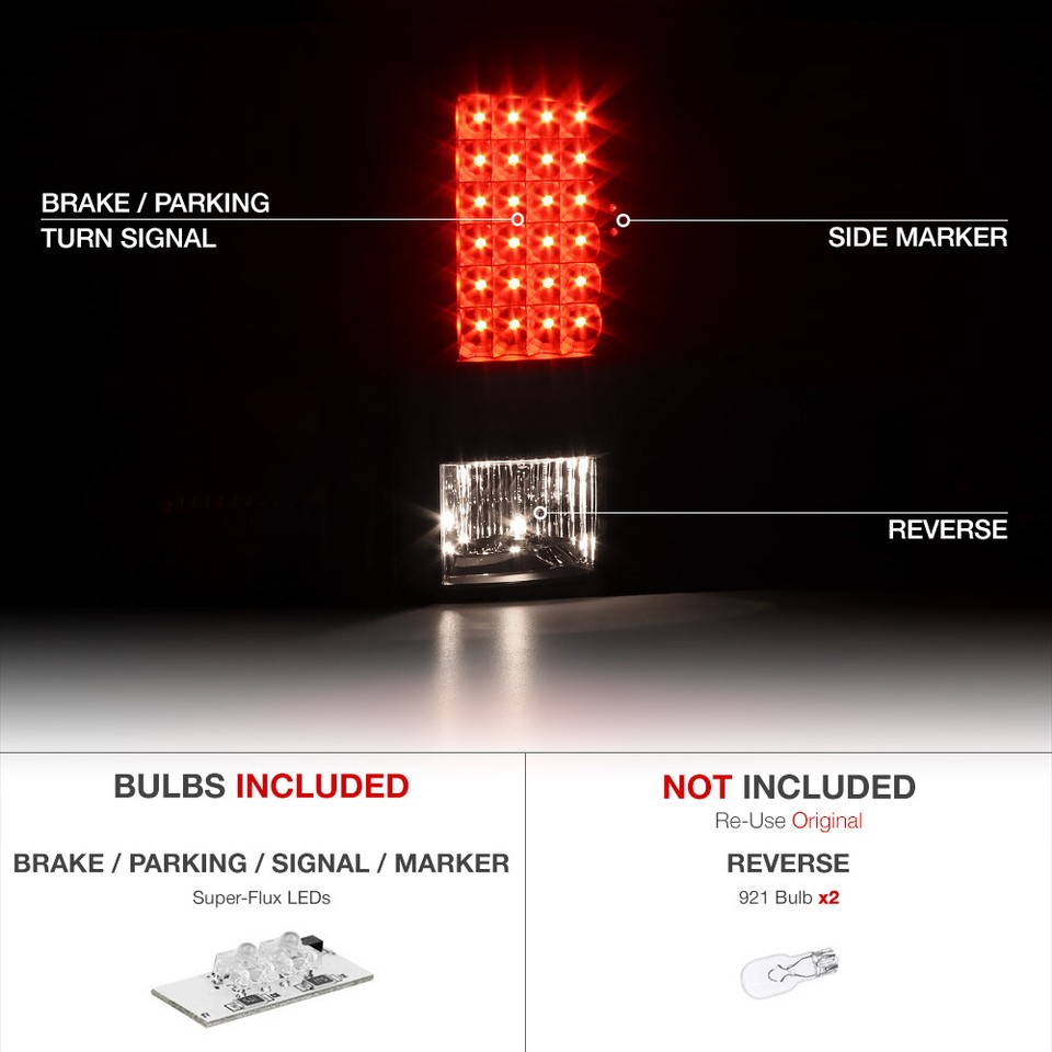 CNNELL 1 Pair Red Lens Rear Tail Light Brake Lamp W/o