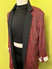 Curtain Call Dance Costume Red Leopard Blazer  Black Crop Top Medium Adult