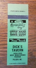 PILGER, NEBRASKA MATCHBOOK COVER: DICK'S TAVERN EMPTY MATCHCOVER -A