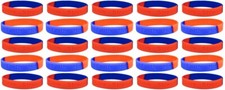 25 - Red Blue Awareness Medical Grade Silicone Bracelets