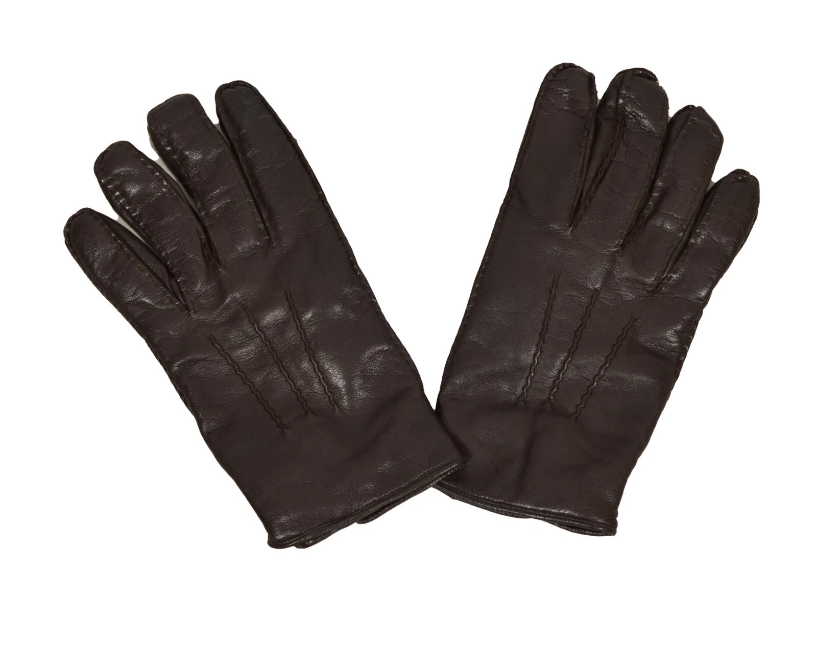 RRP1340$ Men's Brioni Gloves Brown Size 10 Leather Lining Cashmere Kiton