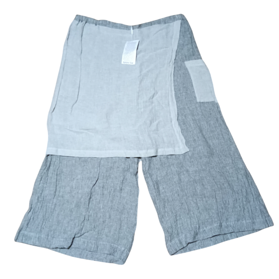 NWT Banana Blue 100% Linen Striped Wide Leg Pants 329/P90 size L