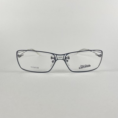 Jean Paul Gaultier Rechteckige Brille Silber Unisex Titan Neu Etui Italy