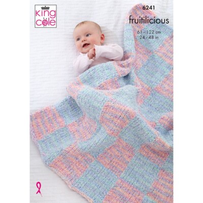 King Cole Baby Blanket Teddy Knitting Pattern 6241 Chunky
