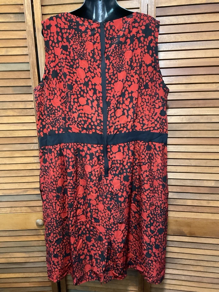 WOMENS DRESS 20W JONES NEW YORK RED MIDI SLEEVELESS LINED - Image 3 of 4