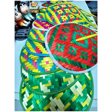 Woven fan,antique fan,wooden handle,round hand fan,vintage style,9-11"150handles