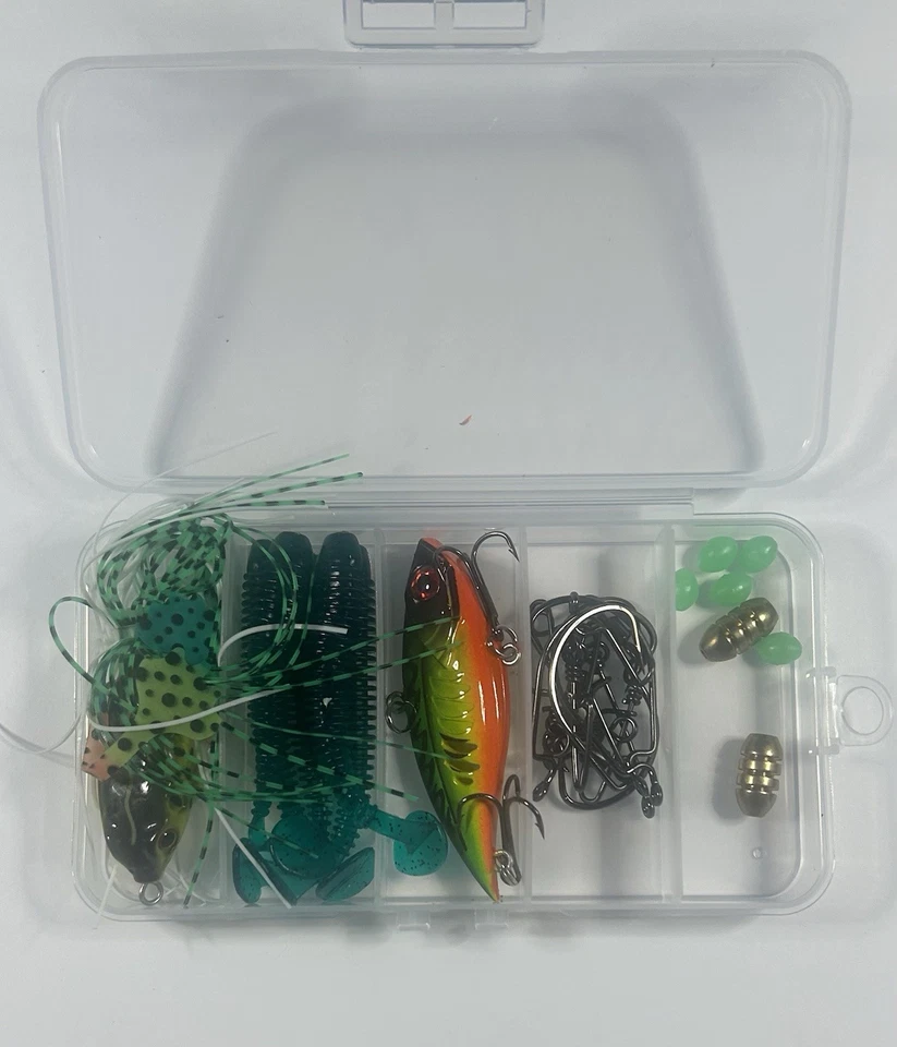 NUEVO 25 piezas Kit de señuelos de pesca cebos aparejos Topwater rana cuchara plantillas juego de cebo de natación Foto 4 de 4