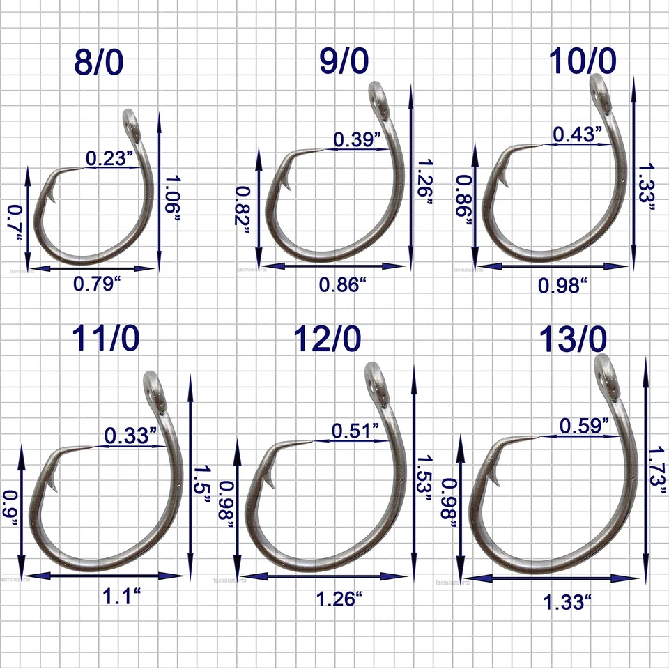 Ganchos circulares de atún de acero inoxidable 30 piezas anzuelos de pesca de agua salada de juego grande 8/0–... Foto 3 de 4