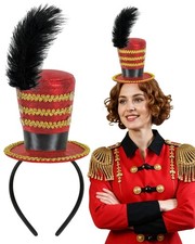 Black Soldier Mini Top Hat Headband, Ringmaster Circus Fascinator, Halloween