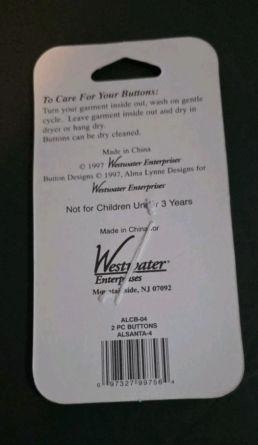 Vintage 90s Alma Lynne Santa Head Buttons Ceramic Large Size 2" x 1" NEW - Image 3 of 4