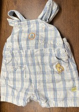 Vintage Classic Pooh short Overalls 3 Months, Blue Plaid, Disney, 100 Cotton