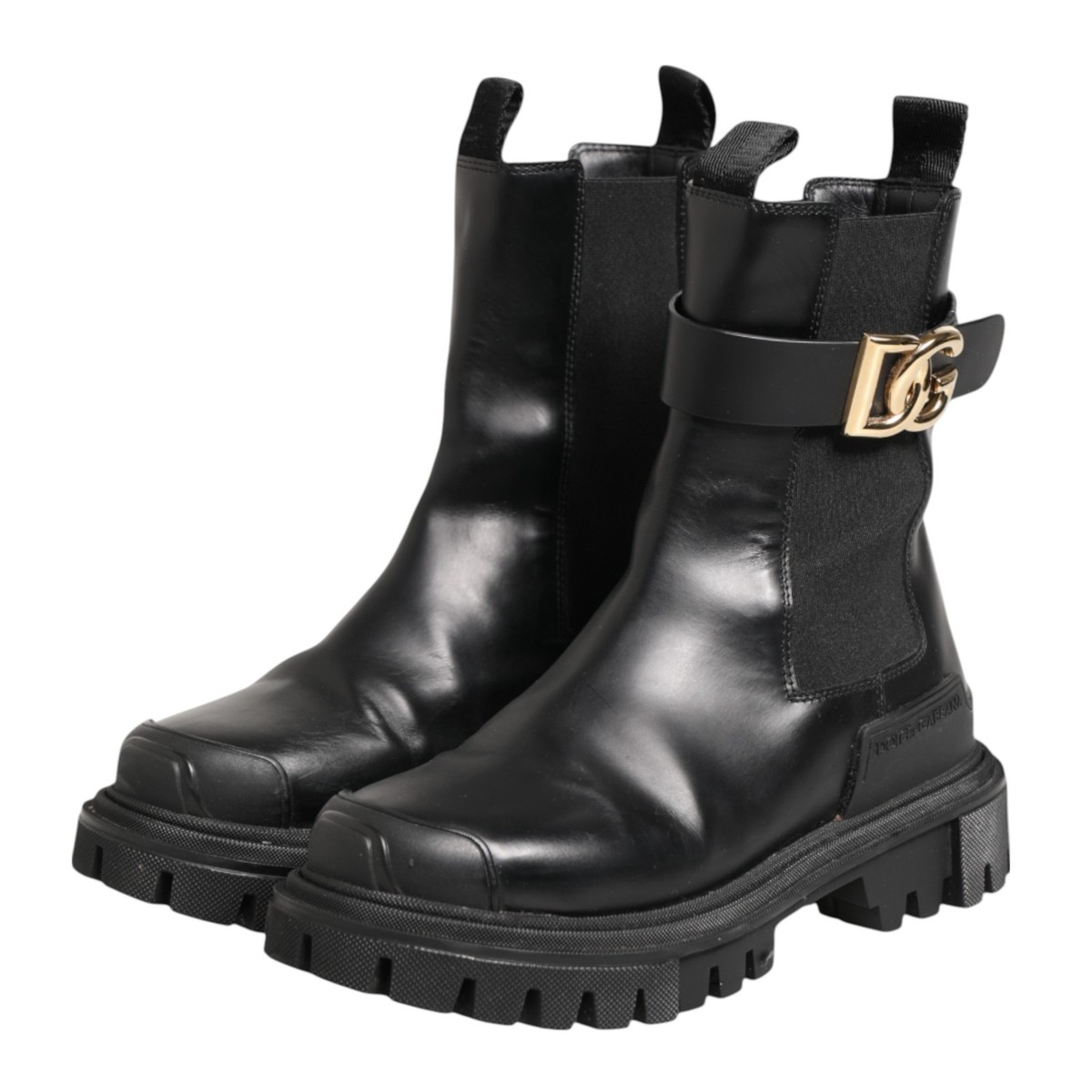 Dolce & Gabbana Elegant Black Leather Ankle Boots Dolce & Gabbana Elegant Leather Biker Boots main image 4