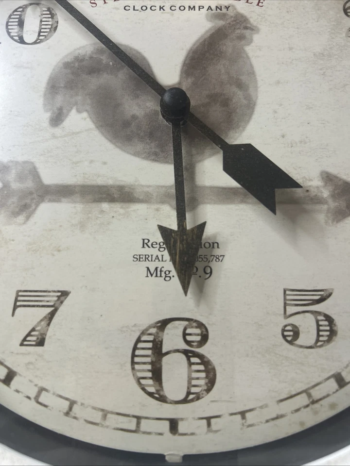 Sterling & Noble Quartz Wall Clock Rooster Weather Vane Design White Distressed - Image 3 of 4